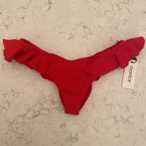 Montce Crimson Micro Scrunch Ruffle Uno Bikini Bottom
